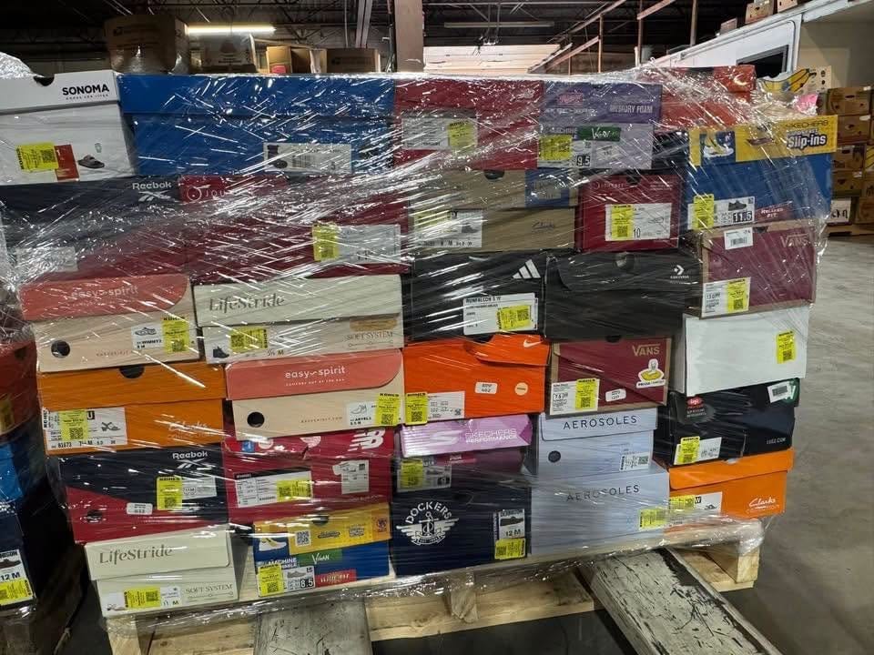 Wholesale footwear pallet ready for distribution